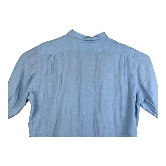 Cremieux Mens Short Sleeve Size 2XT 100% Linen Button Up Nautical Preppy Beach - Picture 6 of 12